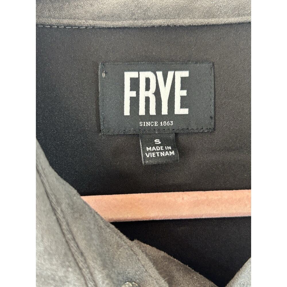 Frye Mens Charcoal gray Faux Suede Shirt Jacket Shacket Snap Front Size Small - Picture 3 of 6